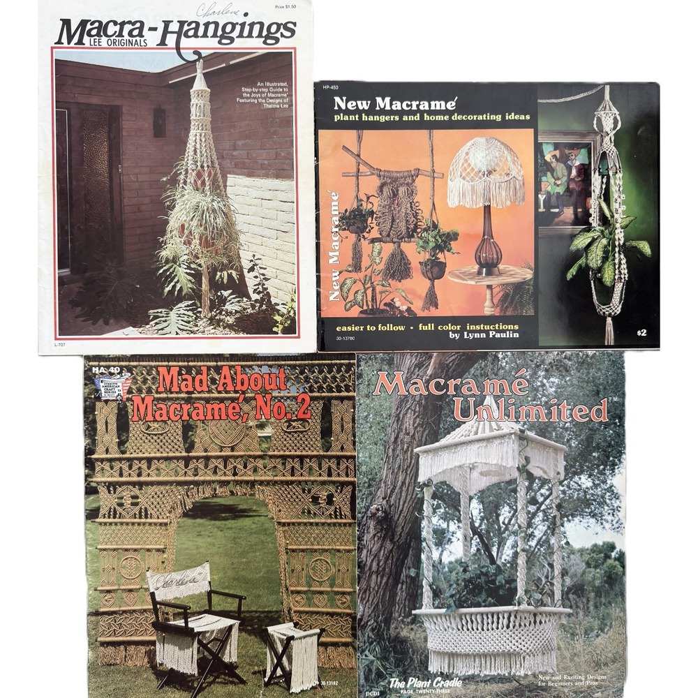 4 Vtg 70's Macrame Pattern Books Amazing Variety Project Designs, Instructions